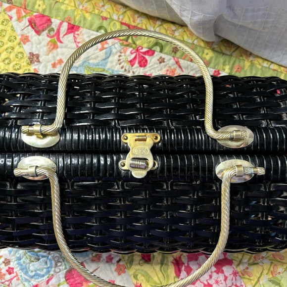 Vintage Black Rattan Purse - Picture 2 of 10